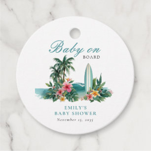 Baby On Board Surf Beach Baby Shower Favour Tags