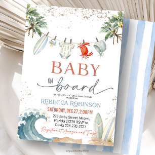 Baby on Board Surf Beach baby shower Invitation