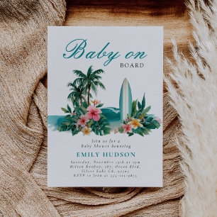 Baby On Board Surf Beach Baby Shower Invitation