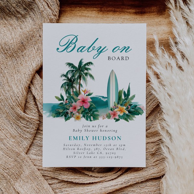 Baby On Board Surf Beach Baby Shower Invitation (Creator Uploaded)