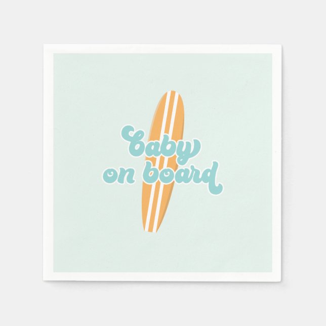 Baby on Board Surf Beach Baby Shower Napkin (Front)