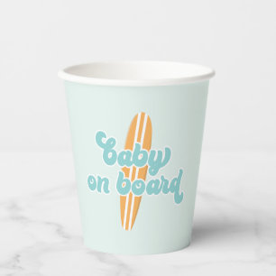 Baby on Board Surf Beach Baby Shower Paper Cups