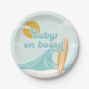 Baby on Board Surf Beach Baby Shower Paper Plate