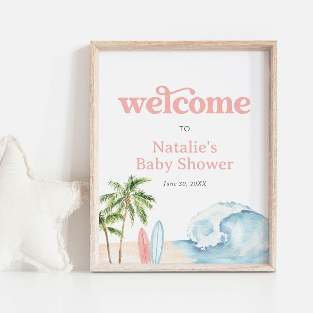 Baby on Board Surf Beach Baby Shower Welcome Sign (Creator Uploaded)