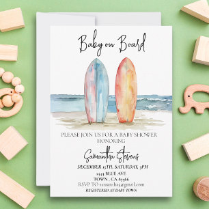 Baby on Board Surf Beach Tropical Invitation