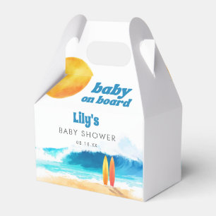 Baby on Board Surf Beach Watercolor Baby Shower Favour Box