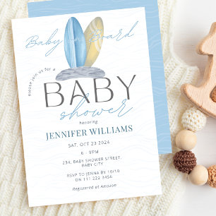 Baby on Board Surf Ocean Sea Baby Shower  Invitation