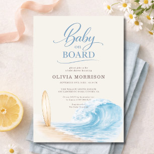 Baby on Board Surf Wave Baby Shower Invitation