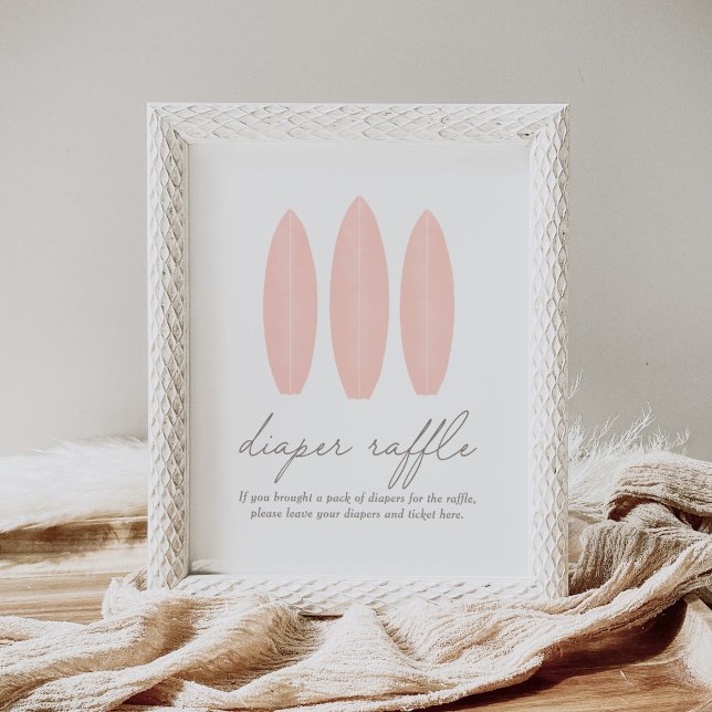 Baby on Board Surfboard Baby Shower Diaper Raffle Poster (Creator Uploaded)