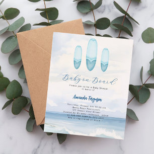 Baby on Board surfboard Baby Shower invitation