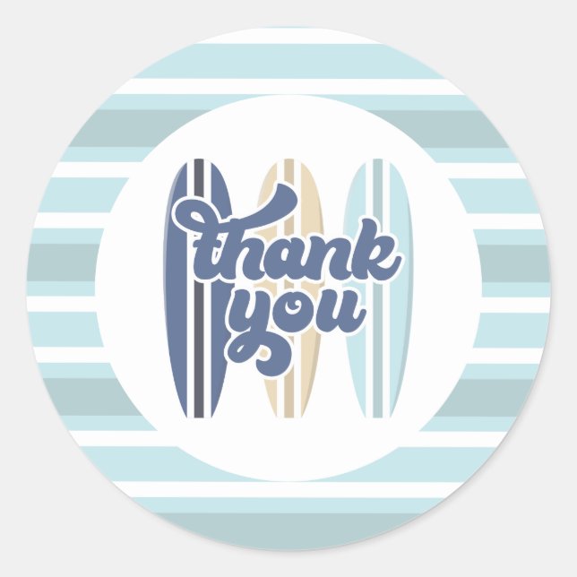 Baby on Board Surfboard Baby Shower Thank You Classic Round Sticker (Front)