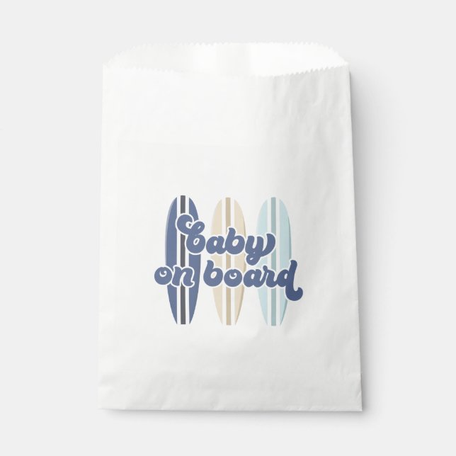 Baby on Board Surfboard Beach Baby Shower Favour Bags (Front)