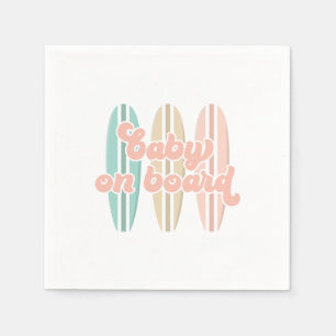 Baby on Board Surfboard Beach Baby Shower Napkin