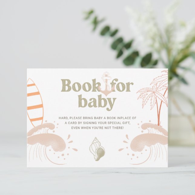 Baby On Board Surfboard Beach Book For Baby Card (Standing Front)
