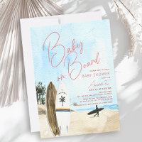 Baby on Board Surfboard Beach Girl Baby Shower