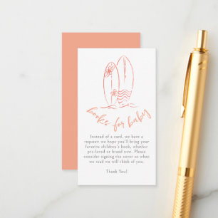 Baby on Board Surfboard Books for Baby Girl Shower Enclosure Card