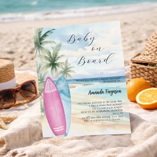 Baby on Board surfboard girl boy beach Baby Shower