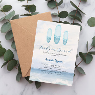 Baby on Board surfboard ocean Baby Shower Invitation