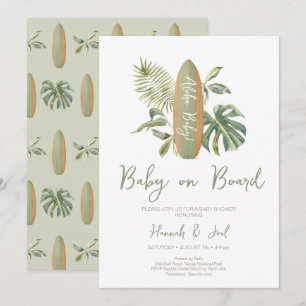 Baby on Board Surfboard Ocean Beach Baby Shower Invitation