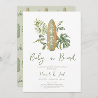 Baby on Board Surfboard Ocean Beach Baby Shower Invitation