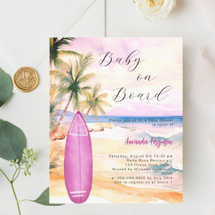 Baby on Board surfboard pink girl Baby Shower