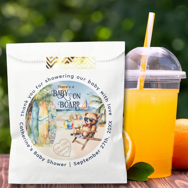 Baby On Board Surfboard Teddy Bear Baby Shower Favour Bags (Creator Uploaded)