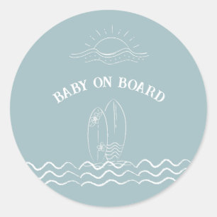 Baby On Board Surfing Baby Shower Classic Round Sticker