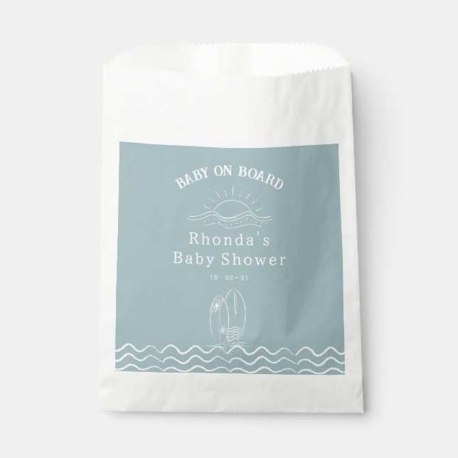 Baby On Board Surfing Baby Shower Favour Bags (Front)