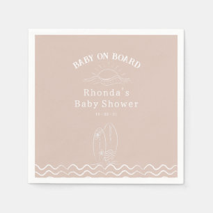 Baby On Board Surfing Baby Shower Napkin