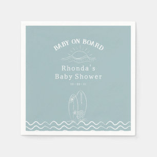 Baby On Board Surfing Baby Shower Napkin