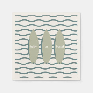 "Baby On Board" Surfing Baby Shower Ocean Theme Napkin