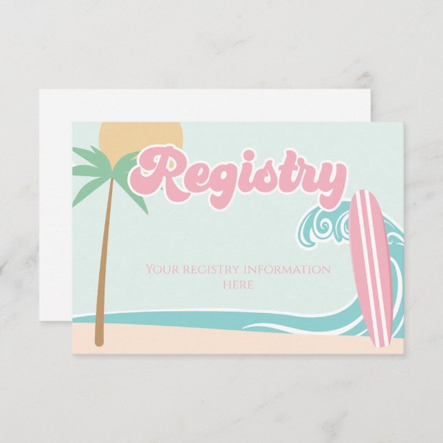 Baby on Board Surfing Baby Shower Registry Enclosure Card (Front/Back)