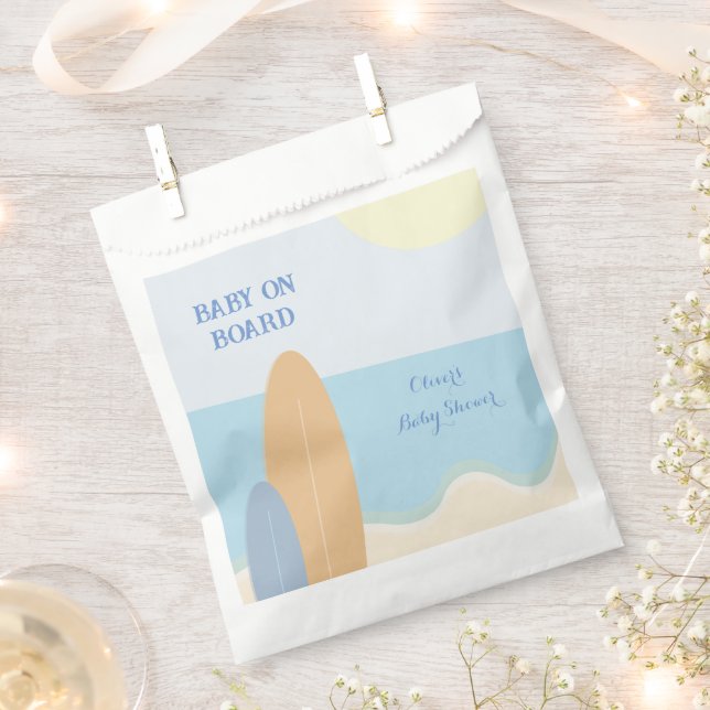 Baby on Board Surfing Beach Baby Shower  Favour Bags (Clipped)