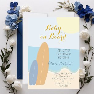 Baby on Board Surfing Beach Baby Shower  Invitation