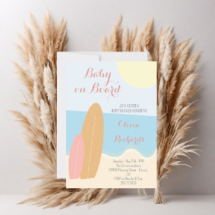 Baby on Board Surfing Beach Baby Shower  Invitation