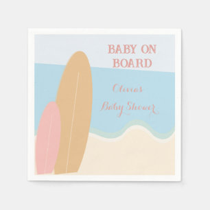 Baby on Board Surfing Beach Baby Shower Napkin
