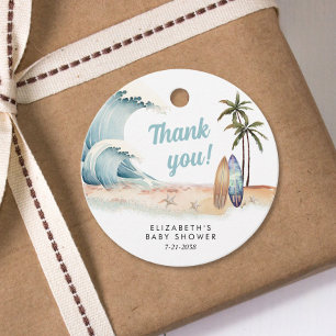 Baby On Board Surfing Beach Baby Shower Thank You Favour Tags