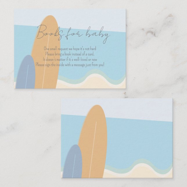 Baby on Board Surfing Beach Books For Baby Shower Enclosure Card (Front/Back)