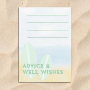 Baby On Board Surfing Beach Watercolor Baby Shower Advice Card