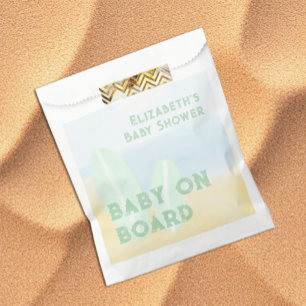 Baby On Board Surfing Beach Watercolor Baby Shower Favour Bags