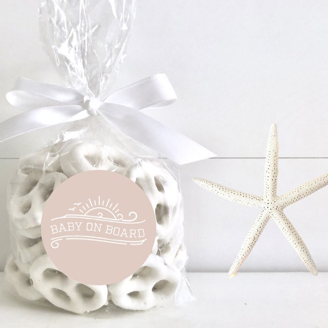 Baby On Board Surfing Pink Baby Shower Classic Round Sticker (Creator Uploaded)