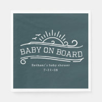 Baby On Board Surfing Slate Blue Baby Shower