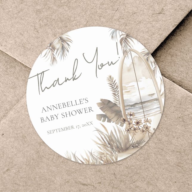 Baby On Board Thank You Baby Shower Classic Round Sticker (Baby On Board Thank You Baby Shower Classic Round Sticker)