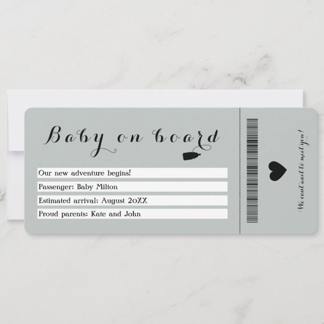 Baby On Board Travel Boarding Pass Pregnancy Announcement (Front)