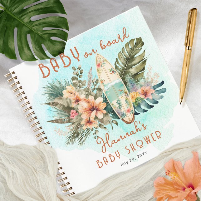 Baby on Board Tropical Surf Baby Shower Guest Book (Creator Uploaded)