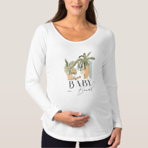 Baby on Board Tropical Surf Pregnancy Announcement Maternity T-Shirt