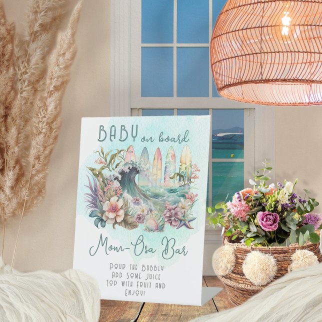 Baby on Board Tropical Surfing Mum-Osa Bar Pedestal Sign (Creator Uploaded)