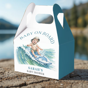 Baby on Board Watercolor Surfing Baby Shower Favour Box