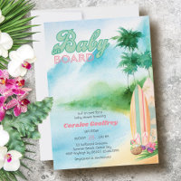 Baby on Board Watercolor Surfing Beach Baby Shower