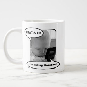 Baby on Cell Phone Large Coffee Mug